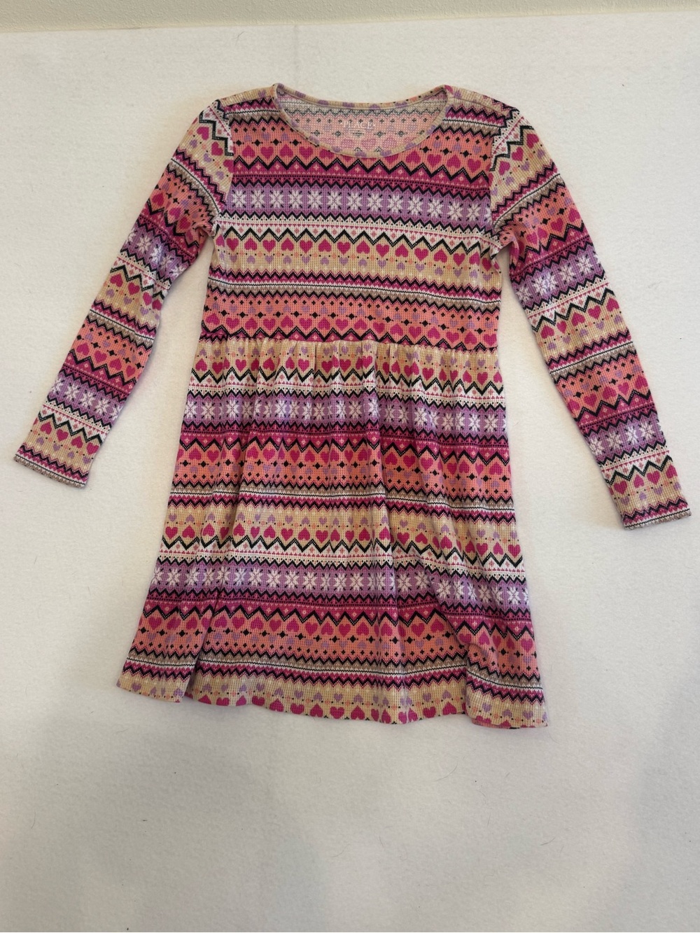 Place Pink & Purple Patterned Long-Sleeve Girls Dress